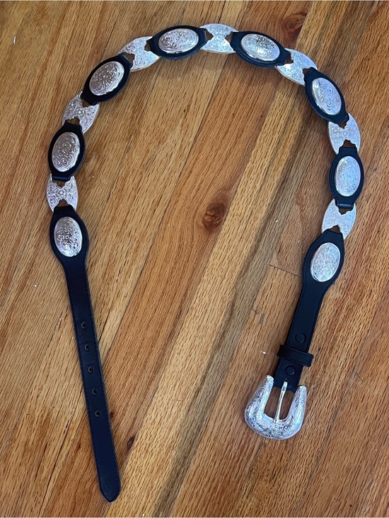 Tony Lama Accessories - Tony Lama Black Leather Western Concho Belt with Silver-Tone